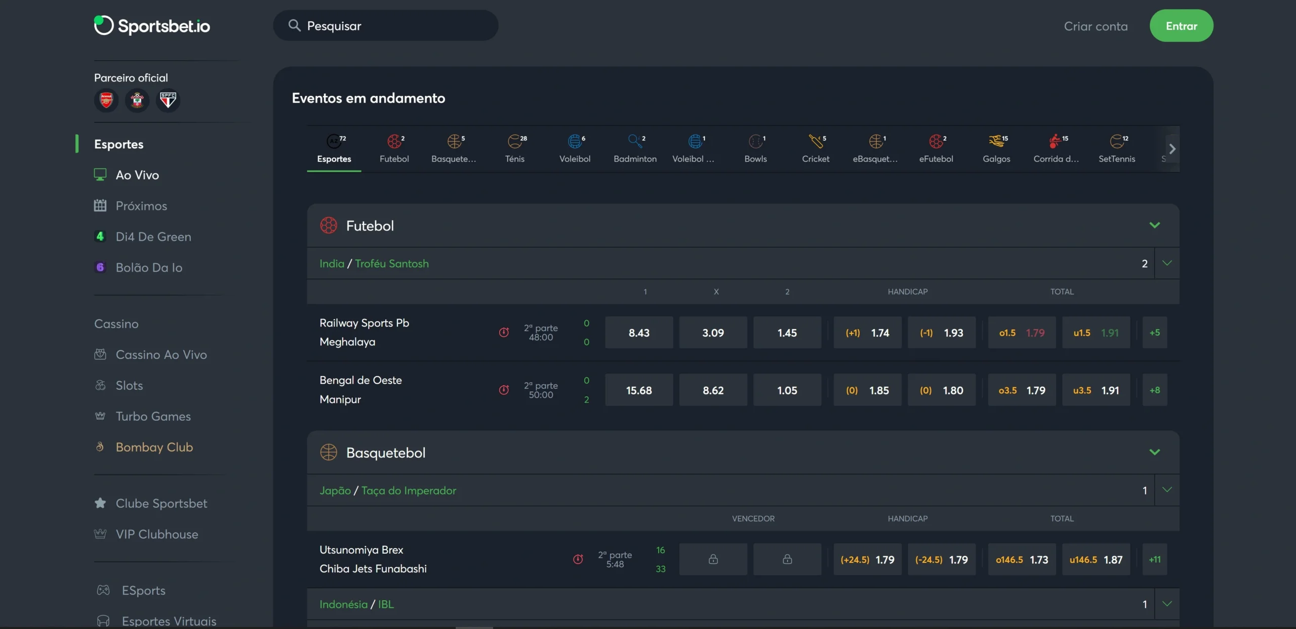 Sportsbet.io Apostas ao Vivo