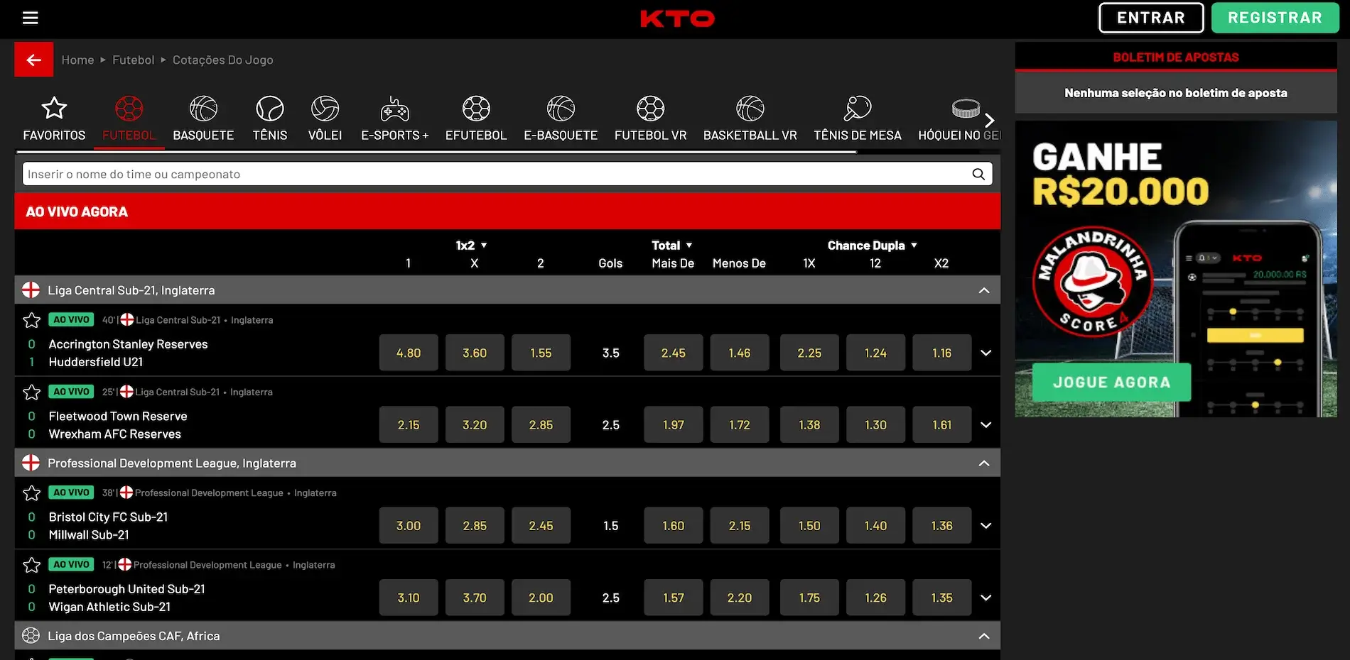 KTO Apostas ao vivo Apostas ao Vivo KTO