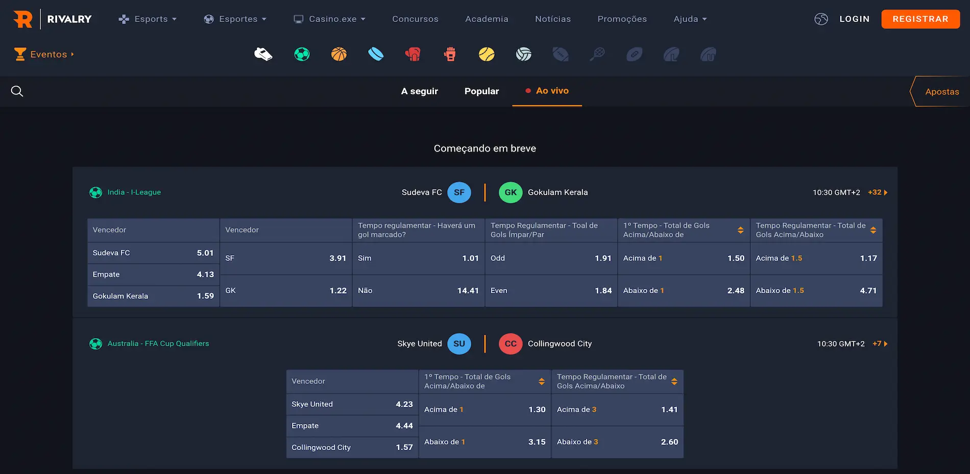 Rivalry Aposta ao Vivo