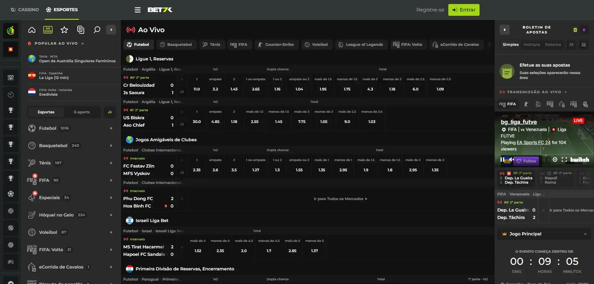 Apostas ao Vivo Bet7k