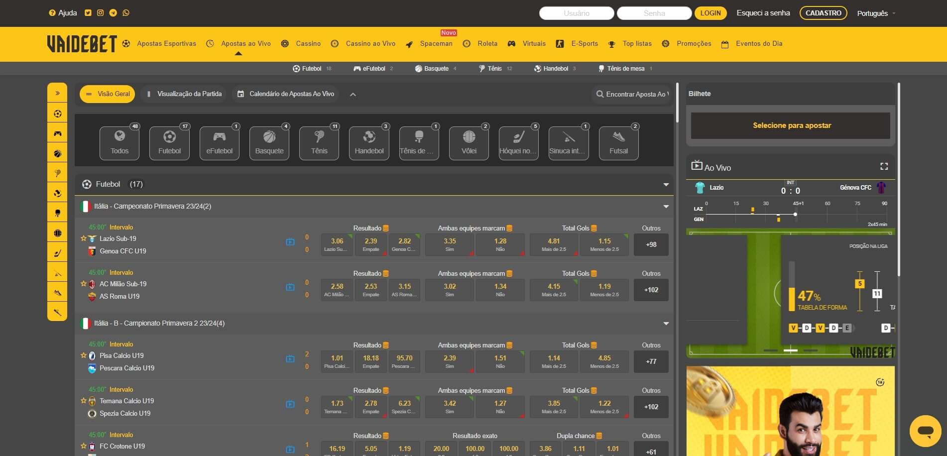 Vaidebet Apostas Ao Vivo Apostas ao Vivo Vaidebet