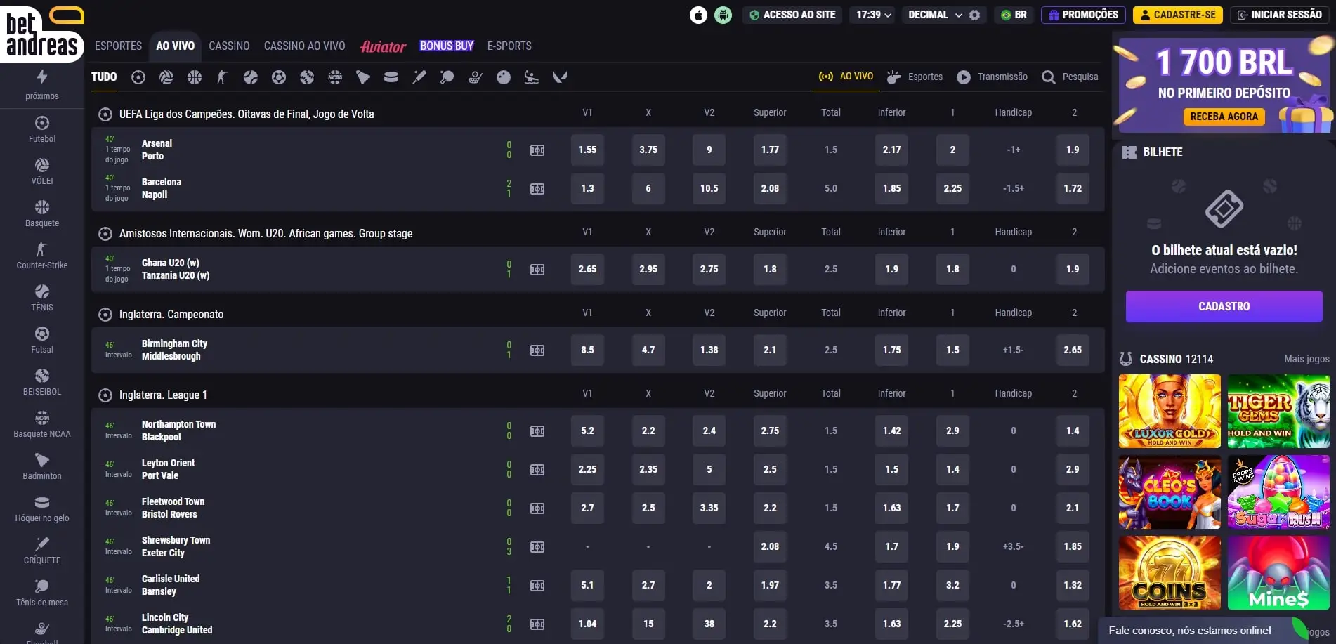 Apostas ao Vivo Betandreas