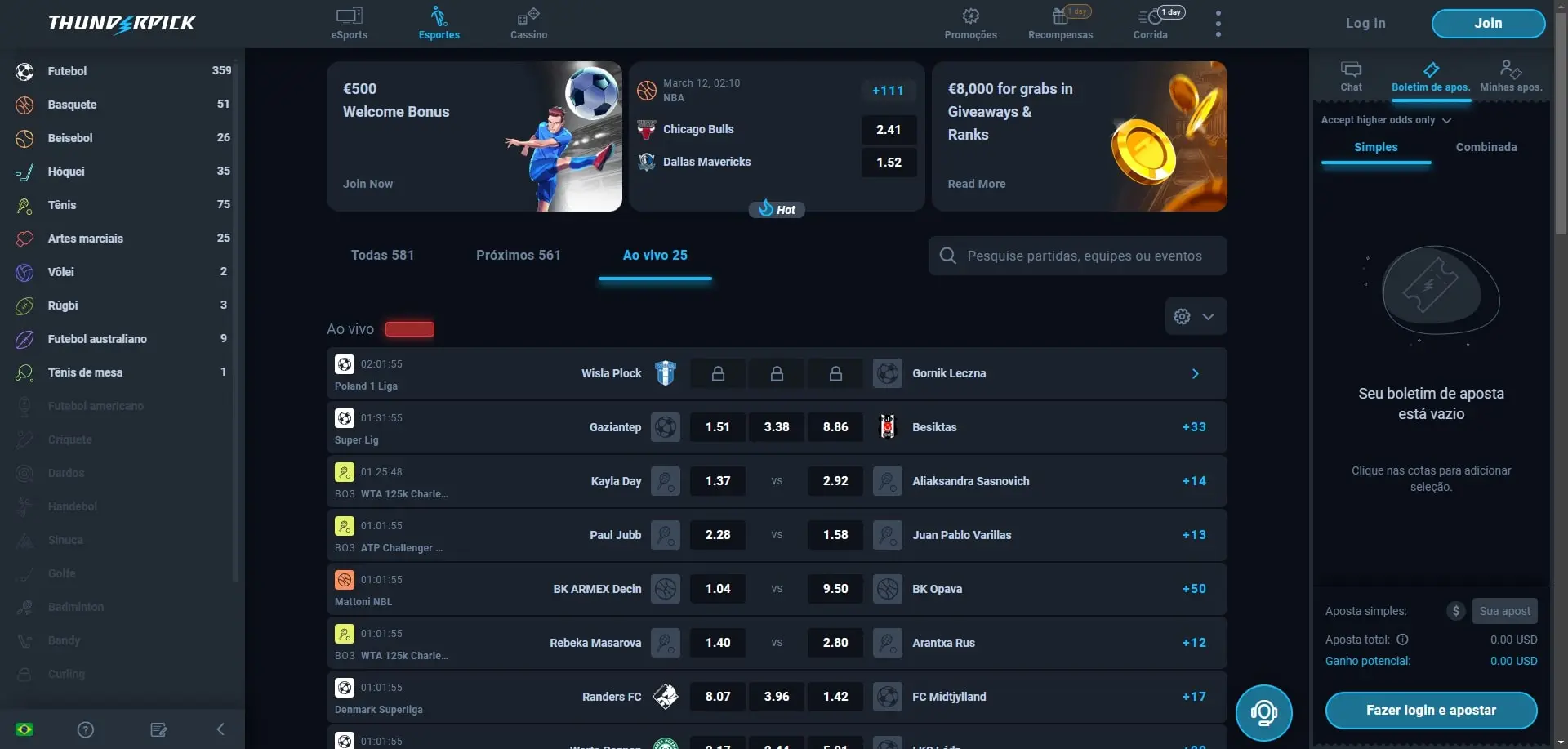 Apostas ao Vivo Thunderpick Apostas ao Vivo Thunderpick